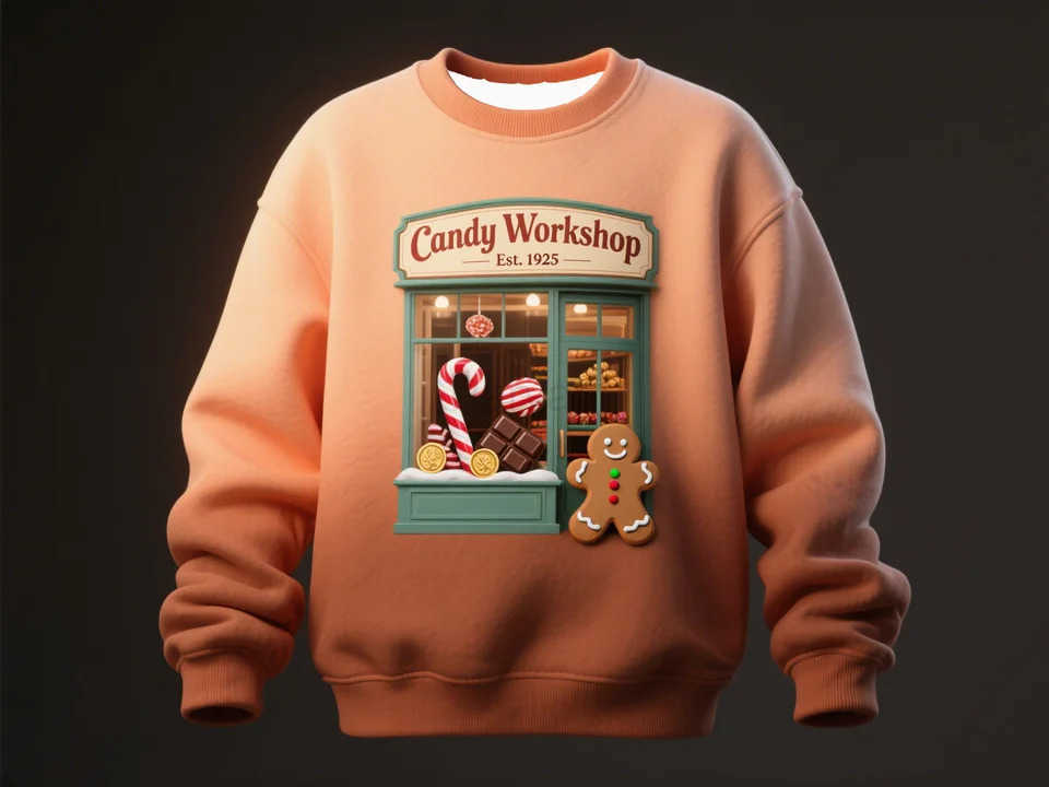 Sanrio Christmas Themed 3D Print Mens Crewneck Sweatshirt Soft Warm Winter Pullover with Holiday Graphics Cozy Seasonal Apparel L251028