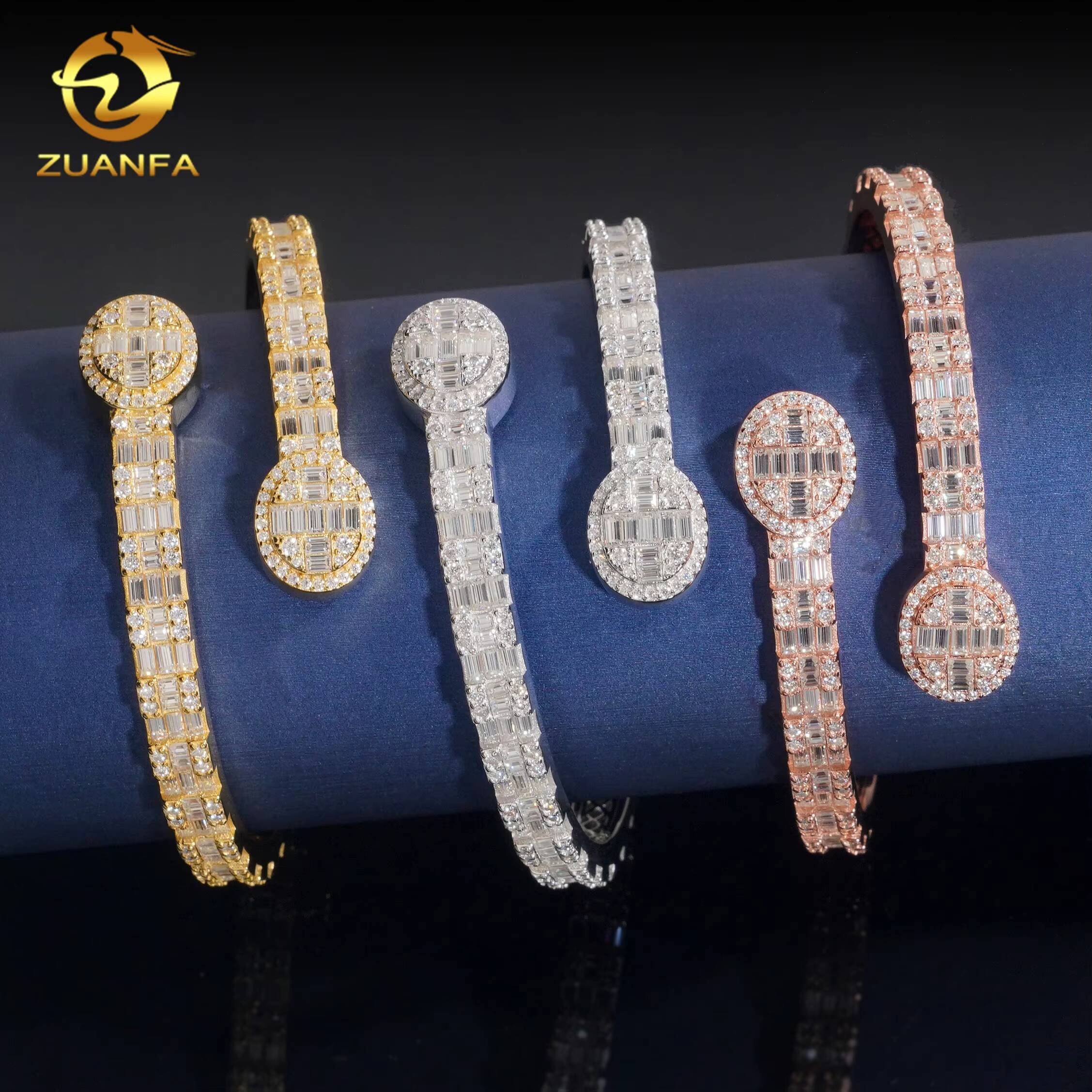 D Color VVS Miossanite Diamond 925 Silver Iced Out Hip Hop Jewelry Bracelet Bangle Men