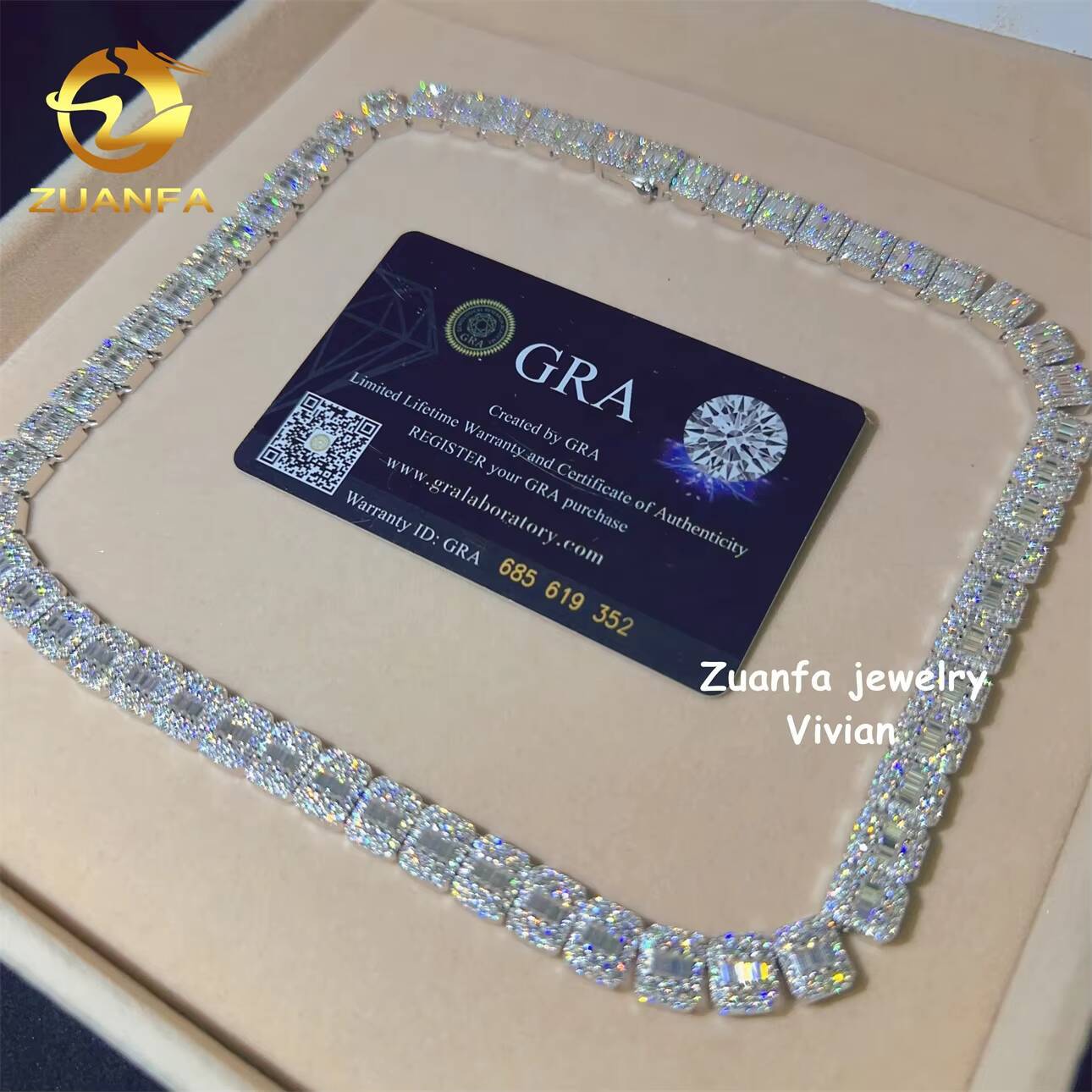 Sterling Silver 925 8mm VVS Moissanite Diamond Hip Hop Fine Jewelry Miami Cuban Link Chain Miossanite Iced Out Necklace