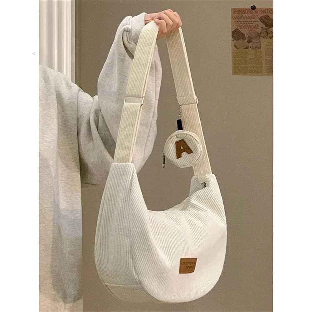 Large Capacity Corduroy Shoulder Crossbody Bag Women Leisure Armpit Bag Solid Color Versatile Dumpling Bag Fashion Messenger BagW251028