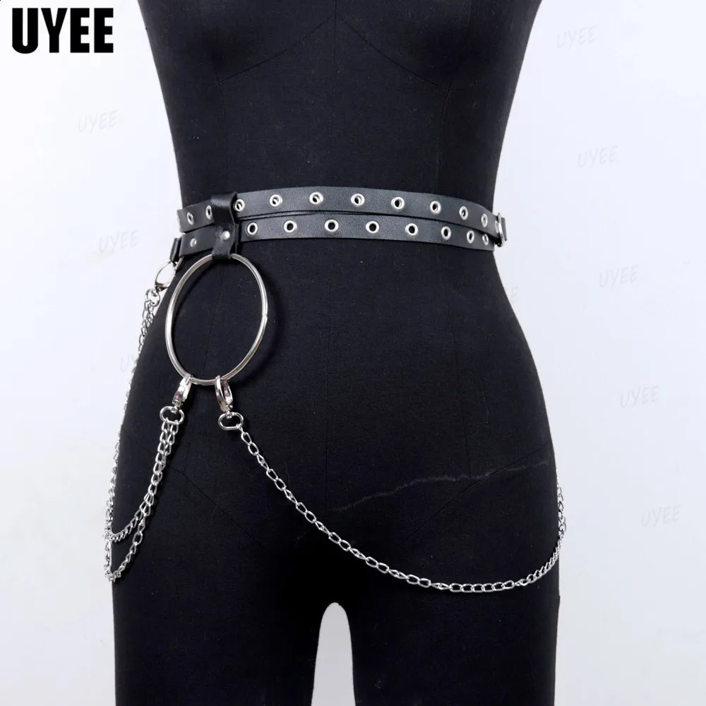 UYEE Goth Waist Chain Punk Belt for Women Multilayer PU Leather Harness Corset Alloy Metal Rock Nightclub Sexy Jeans Dress Belt 251027