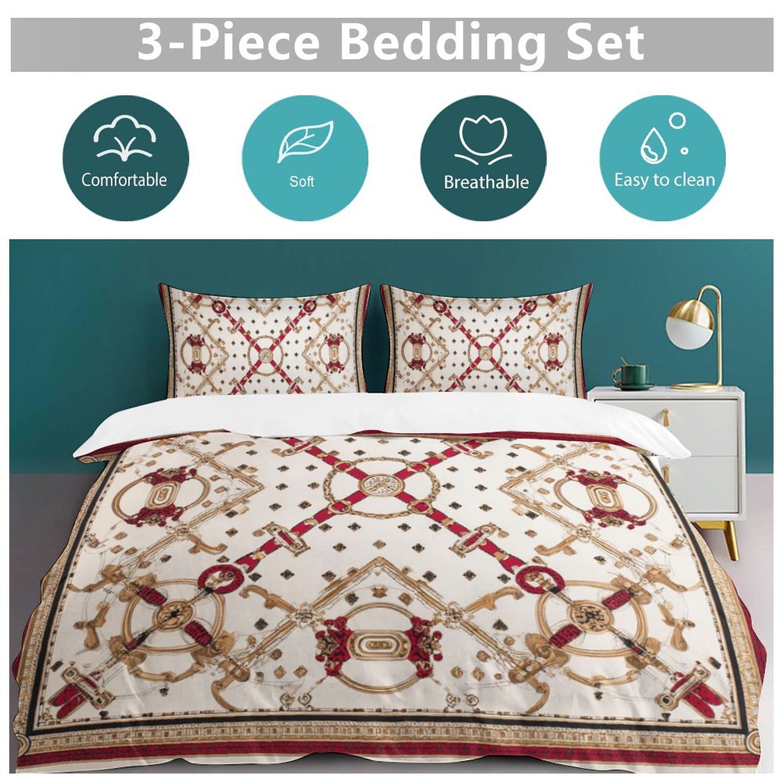 Custom Bedding Set Luxury Designer H Printing Horse Printing Quilt Cover Pillowcase 3Pcs set Pure Cotton Comfortable Bedding Set Bedroom Decoration H1