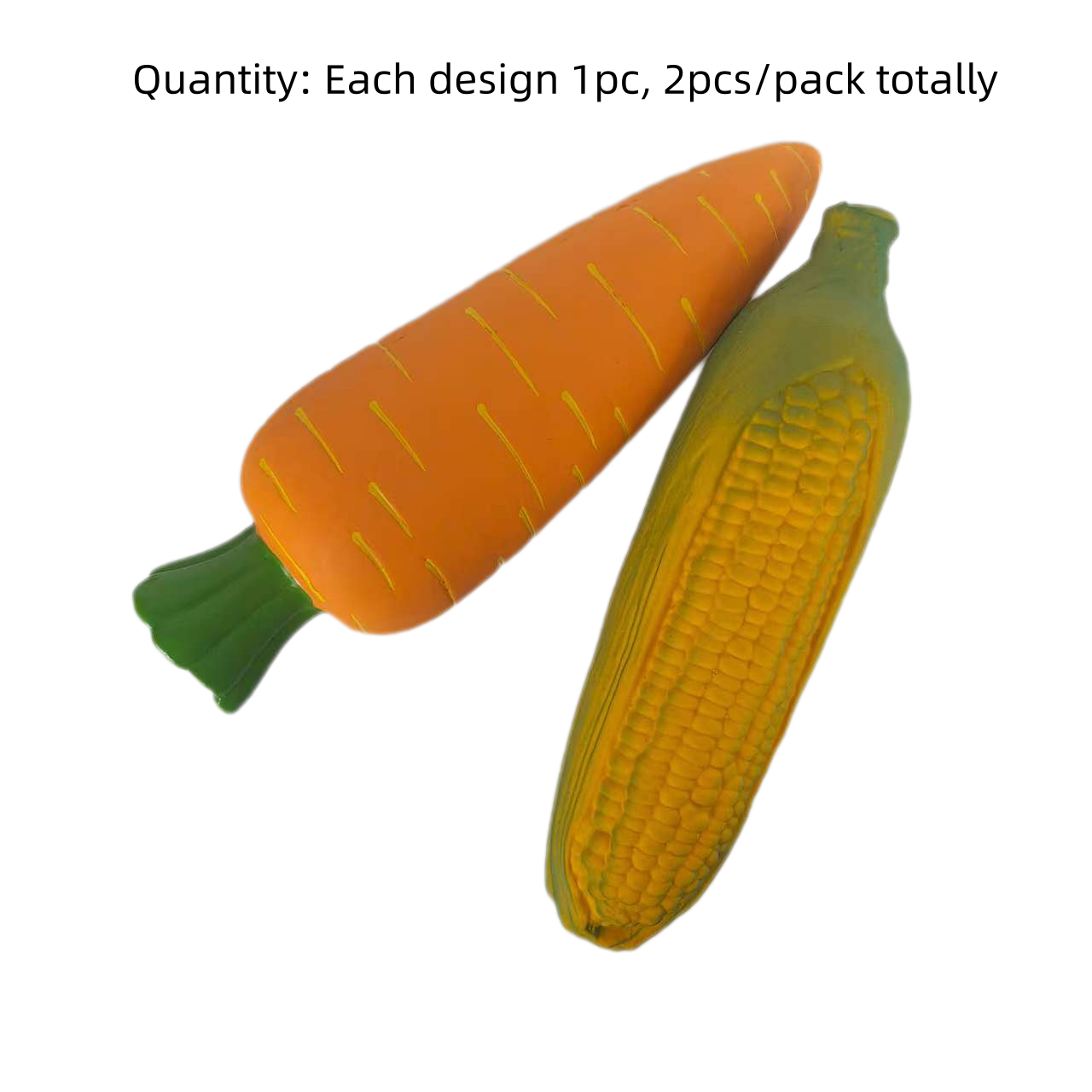Latex Screaming Chewy Dog Toy Soft Natural Rubber Interactive Squeaky Carrot & Maize Shaped Dog Toys with Bright Colors for Large Dogs 2pcs/Pack