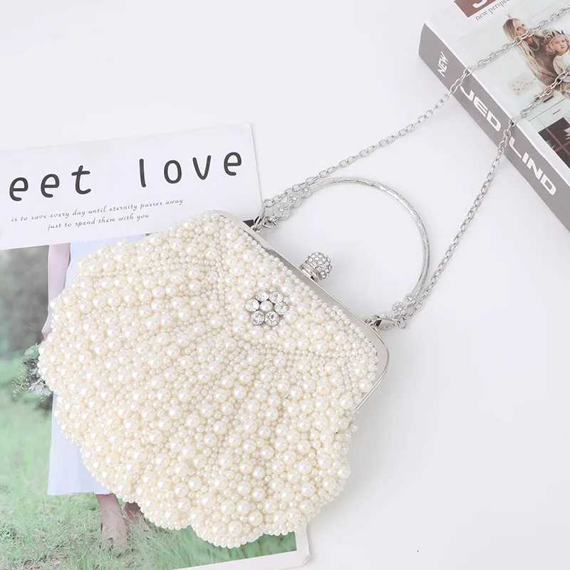 pearl clutch bag handmade beaded evening bag classic scalloped handbags for wedding party prom H2510271