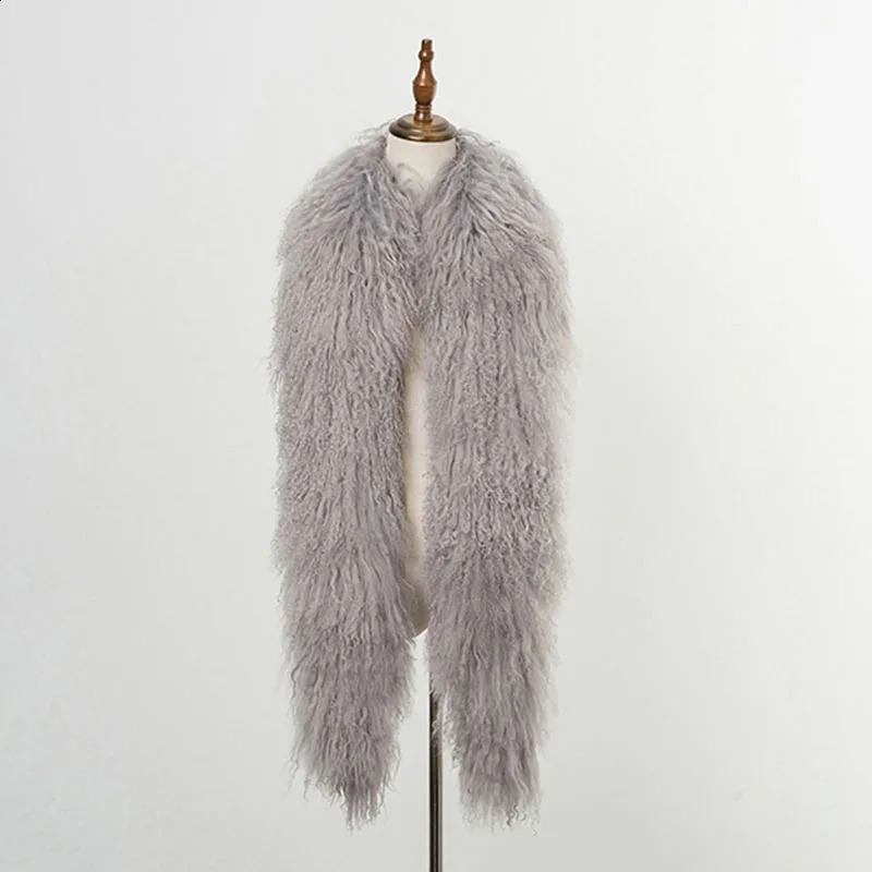 Women Winter Mongolia Fur Scarf Thick Female Fashion Warm Long Genuine Tibet Fur Scarves Fluffy Scarfs 251023