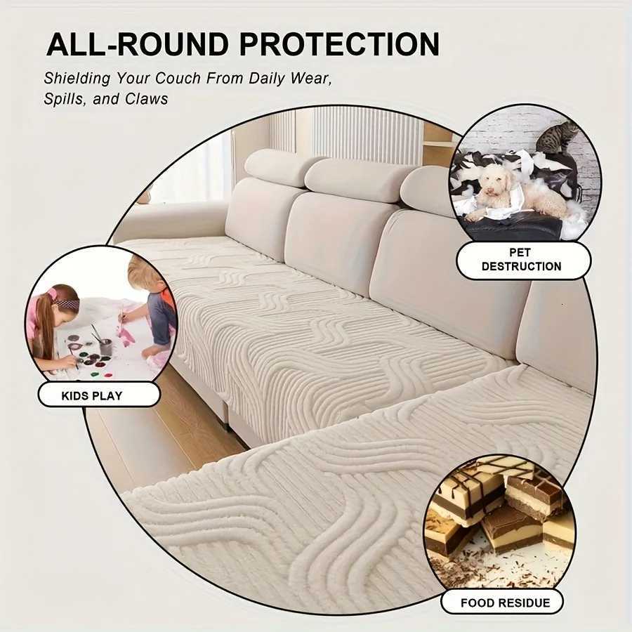 2pcs Geometric Jacquard Thicken Tuffed Fleece AntiSlip Sofa Towel Sofa Cushion Cover for Living Room Lounge Sofa C251028