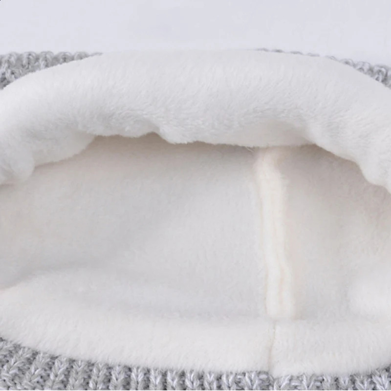 3Pcs Winter Kids Hat Set for Girls Boys Warm Knitted Children Beanie Scarf Gloves Fleece Lining Pompom Children Cap 410Y 251024