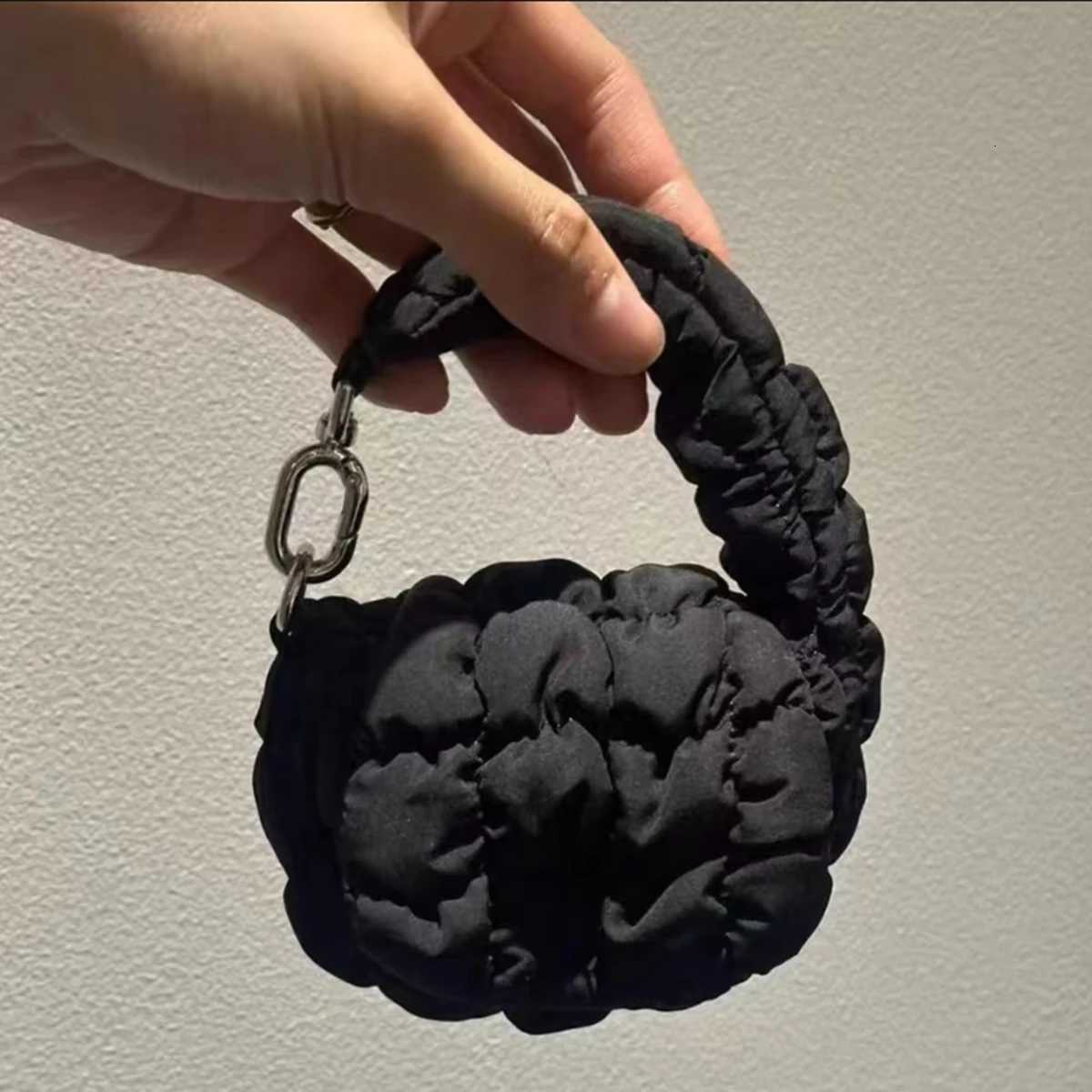 Women Pleated Top Handle Bag Mini Cloud Bag Solid Color Cotton Ruched Dumpling Bag Flap Bag for Shopping DateW251028