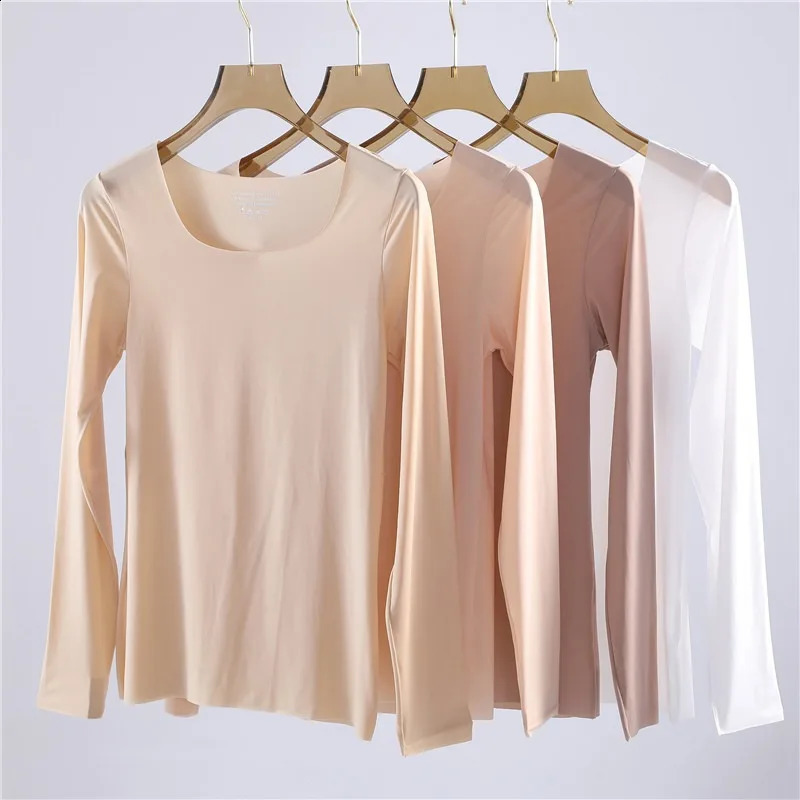 Seamless Ice Silky Long Sleeve Tshirt Legging Pants For Women Mid Waist Elastic Bottoming Trousers Ultra Thin Skinny Fitness 251027