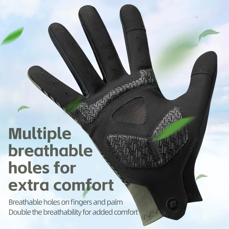ROCKBROS Summer Cycling Gloves Breathable Road Bike Nonslip Gloves Touch Screen Spring Full Finger Motorcycle Riding Gloves 251027