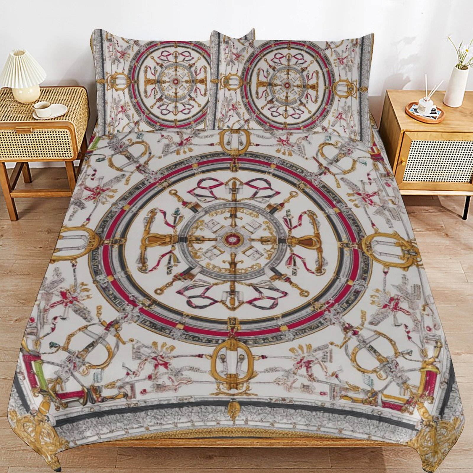 Custom Bedding Set Luxury Designer H Printing Horse Printing Quilt Cover Pillowcase 3Pcs set Pure Cotton Comfortable Bedding Set Bedroom Decoration H5