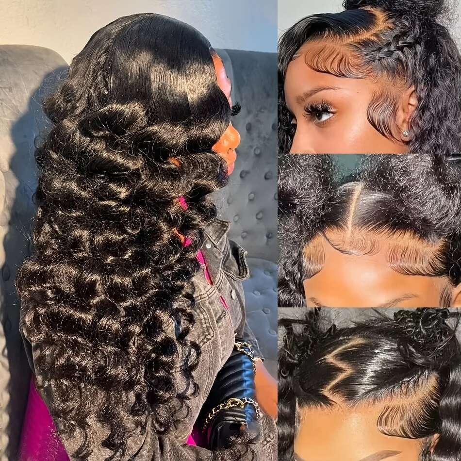 Curly Lace Front Wig HD Transparent 13X4 Frontal For Women Pre Plucked 100% Human Hair Deep Loose Wave Wigs Natural Color 250% Density