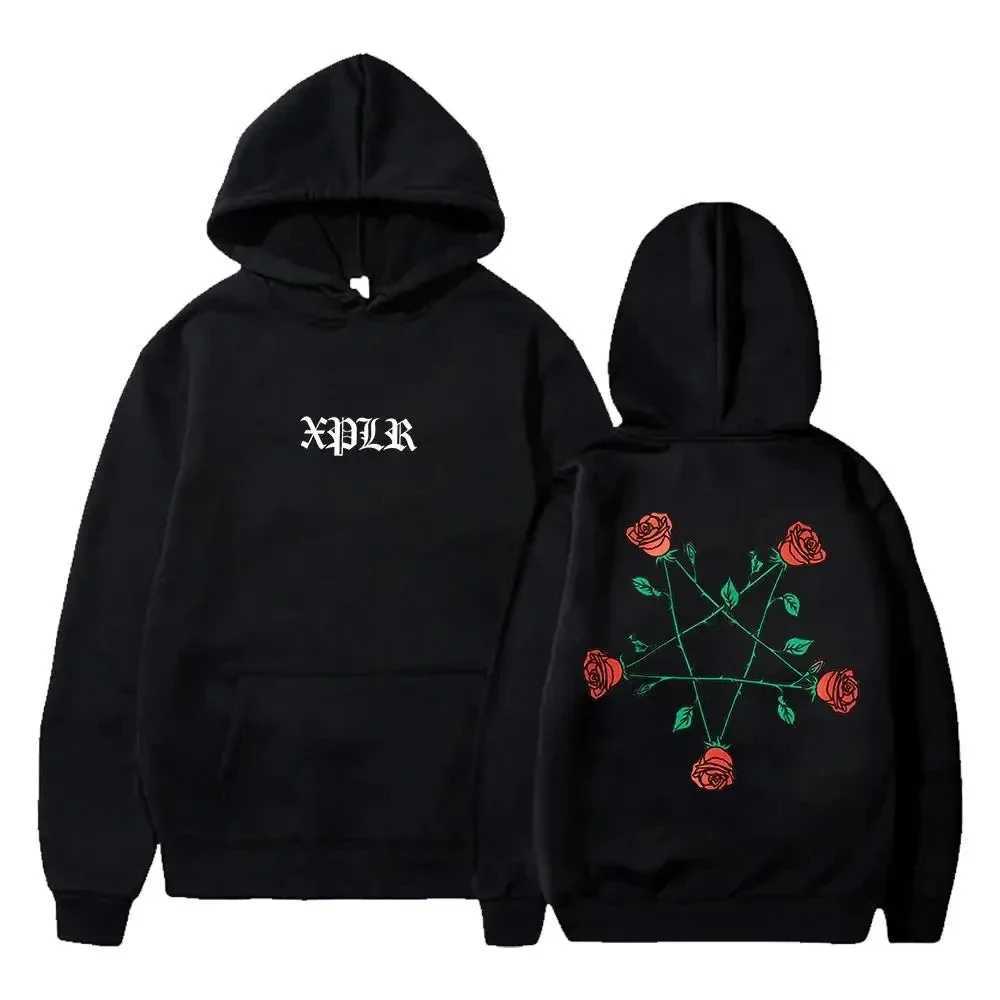 2025 XPLR Sam And Colby Pentagram Roses Hoodie 2024 Couples Merch Long Sleeve Streetwear Women Men Hooded Sweatshirt FashionXJ251028