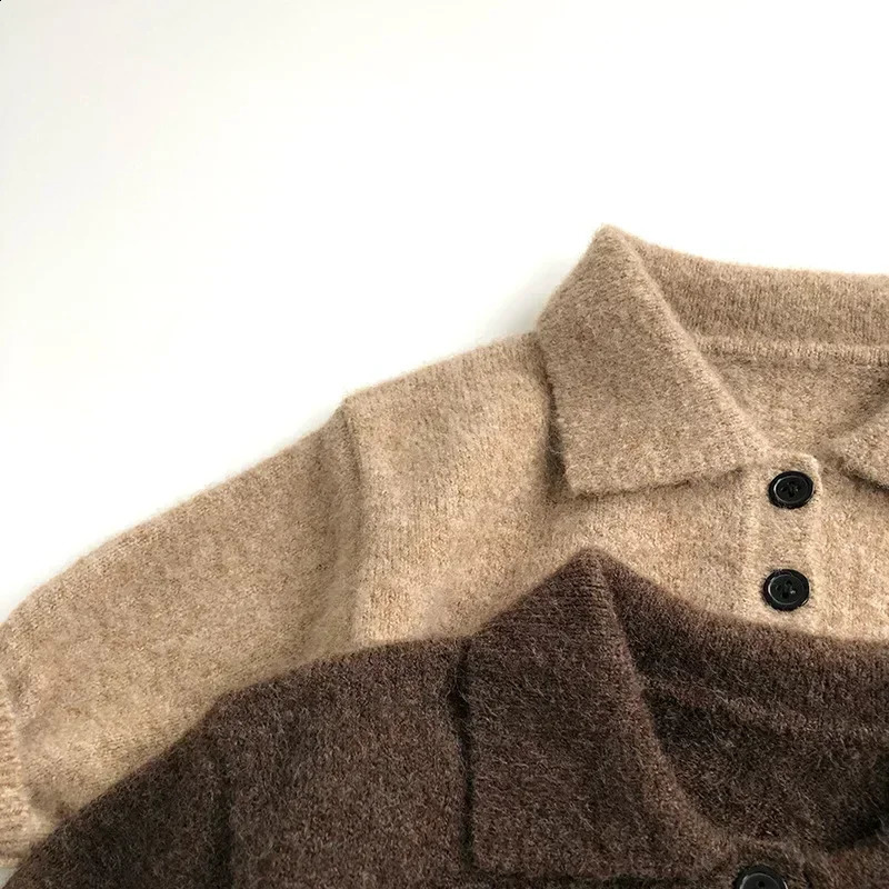 4424 Childrens Sweater Autumn and Winter Retro Baby Boys Knitted Sweater Lapel Pullover Coat 251027