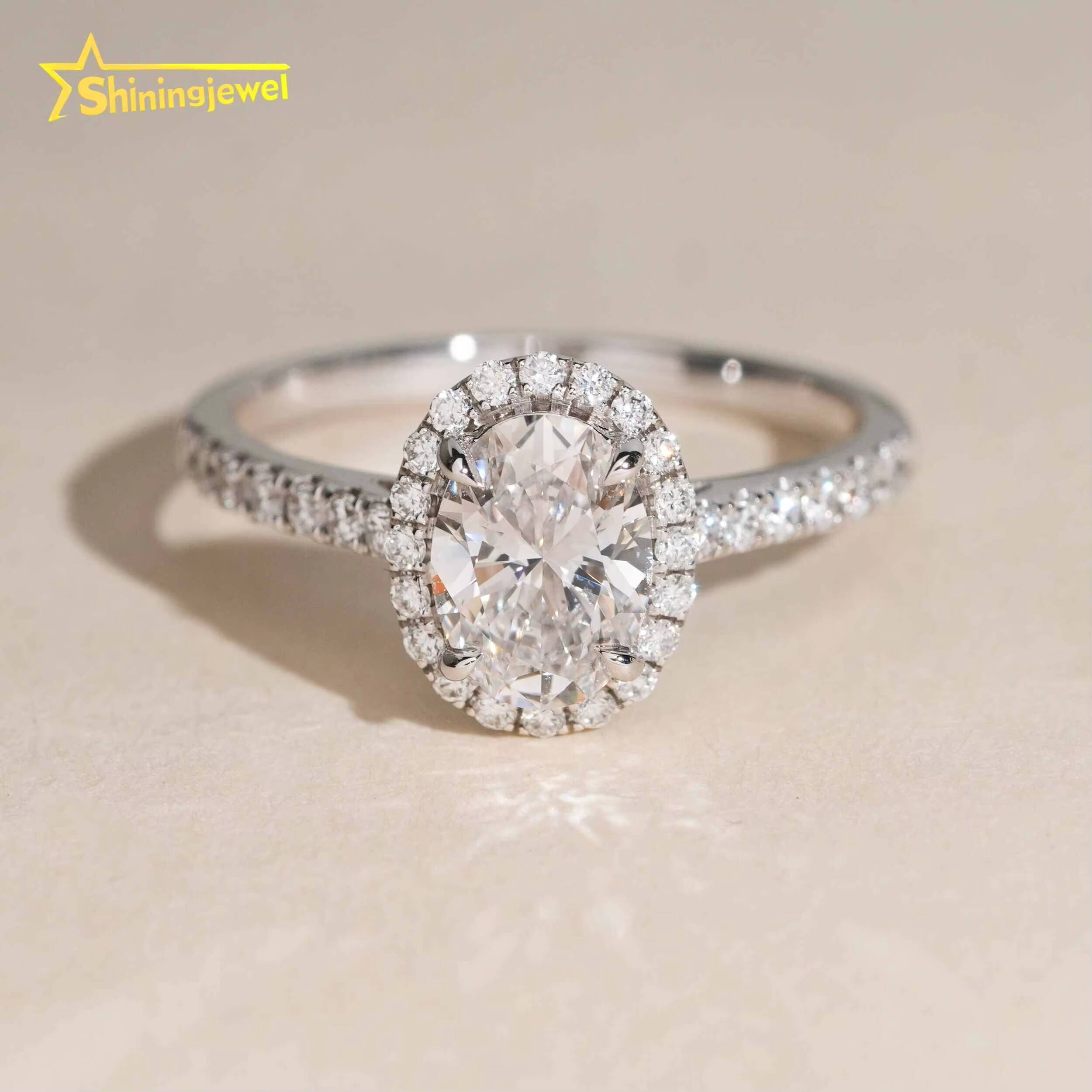 Women Jewelry Oval Cut Diamond Ring 14K Solid White Gold Jewelry Lab Grown Diamond Wedding Engagement Rings IGI Certificate