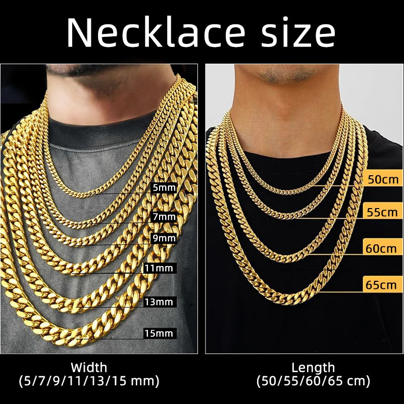 316L Stainless Steel Chain Necklace Bracelet Hip Hop Cuban Chains Do Not Fade Fashion Jewelry for Men Women Accessories Gift 251013