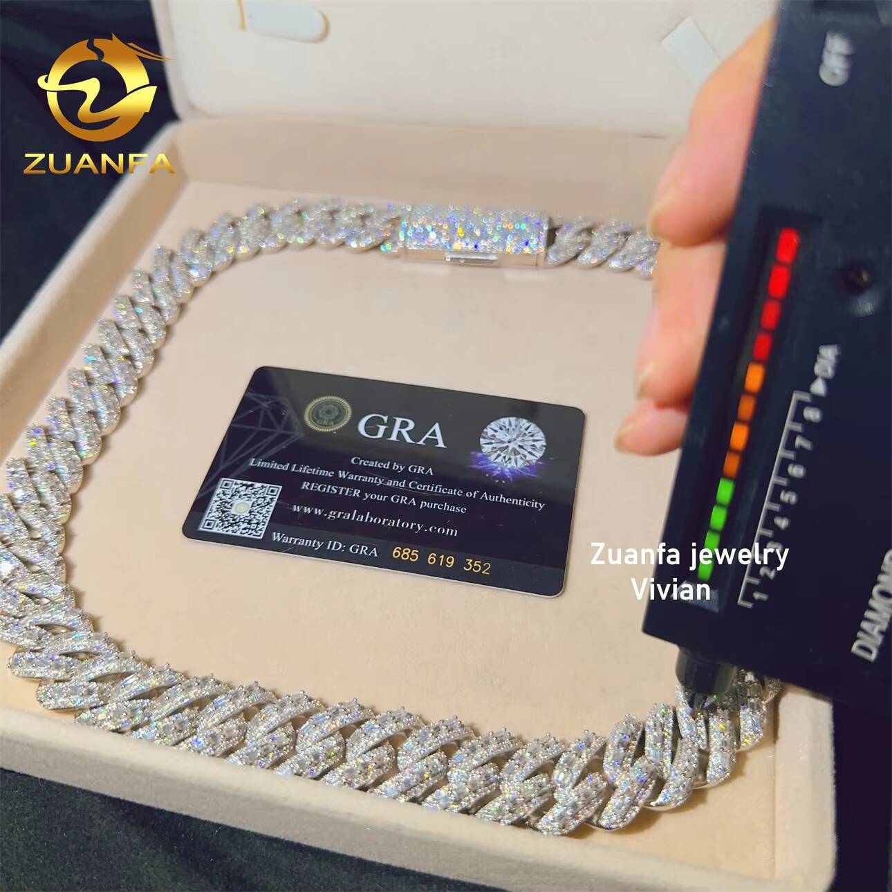 Cuban Link Moissanite 18mm Sterling Silver 925 VVS Moissanite Diamond Iced Out Hip Hop Cuban Link Chain Necklace