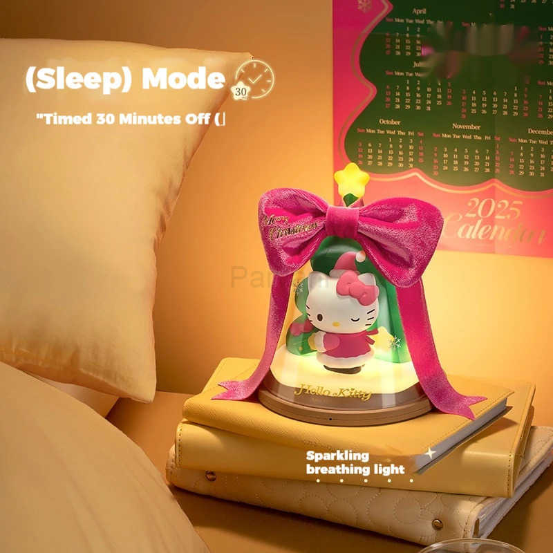 Sanrio Kawaii Sanrio Hello Kitty Christmas Tree Night Lamp Toys Anime Figures Hellokitty Night Light Room Desktop Ornaments Girls Gifts L251028