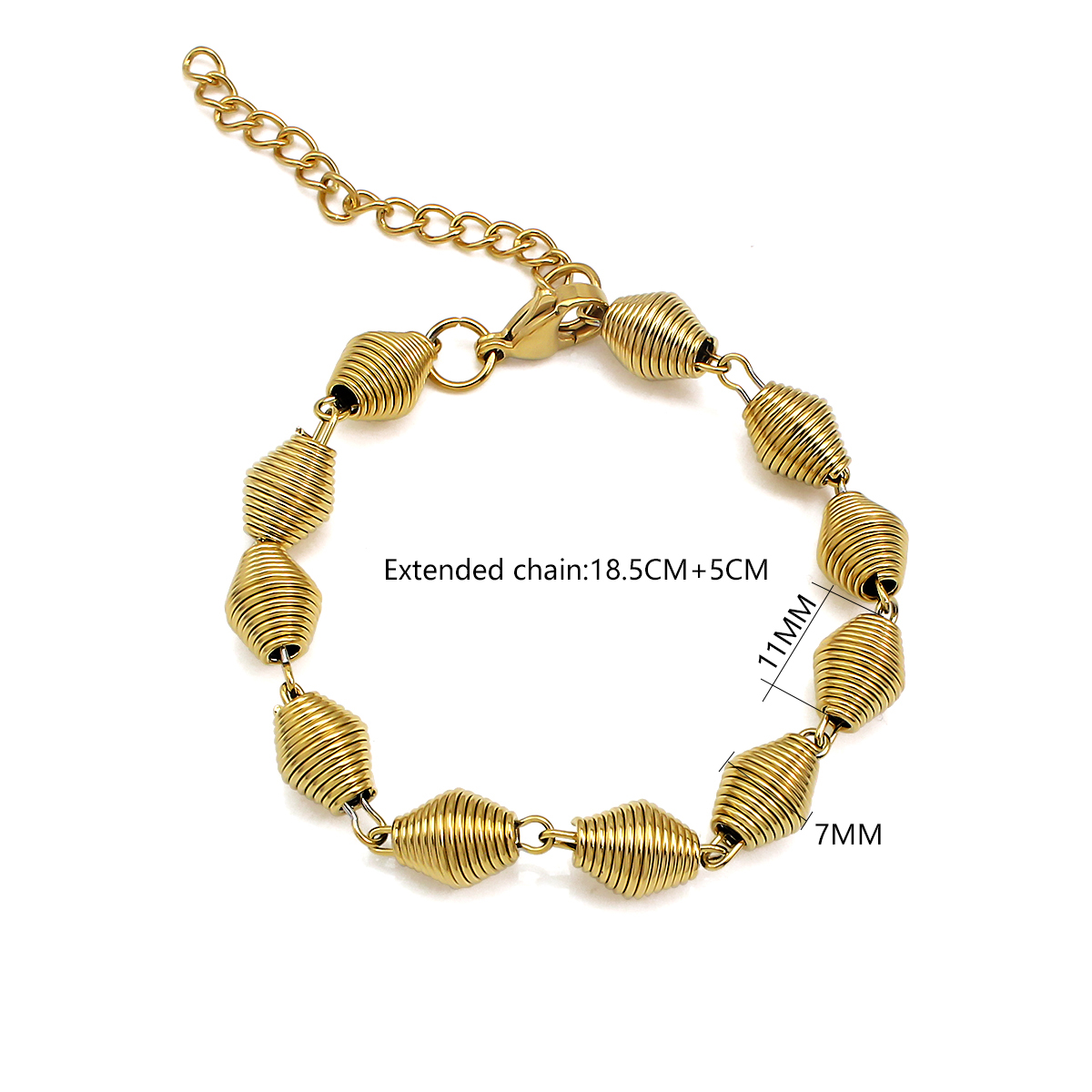 High Quality Stainless Steel Bracelet Jewelry Gold Threaded Chain 18k Gold Plated Adjustable Men Women Buckle Bracelet