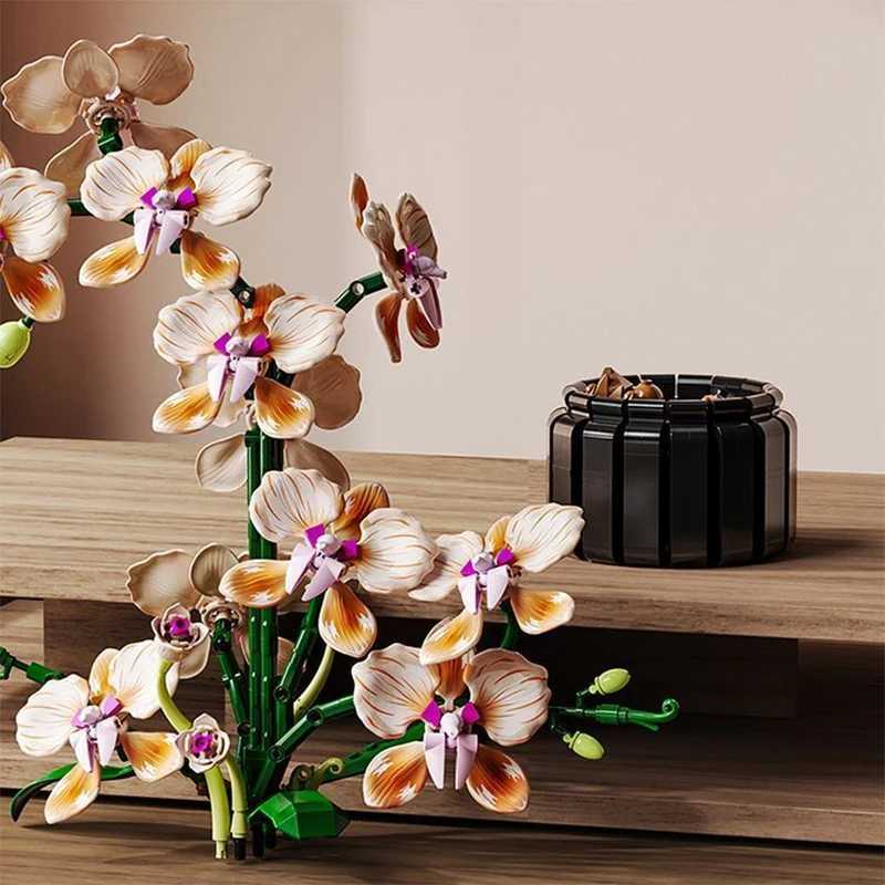 Creative Orchid Bouquet Potted Building Blocks Immortal Flower Home Desk Plant Decoration Assemble Bricks Toy Gift For Kid Girls L251028