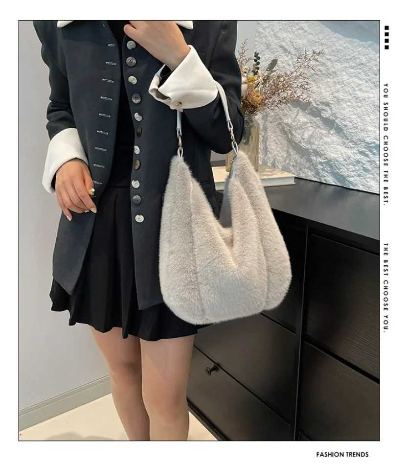 AutumnWinter faux mink fur womens bag commuterfriendly largecapacity tote bag versatile handheld singleshoulder bagsT251028