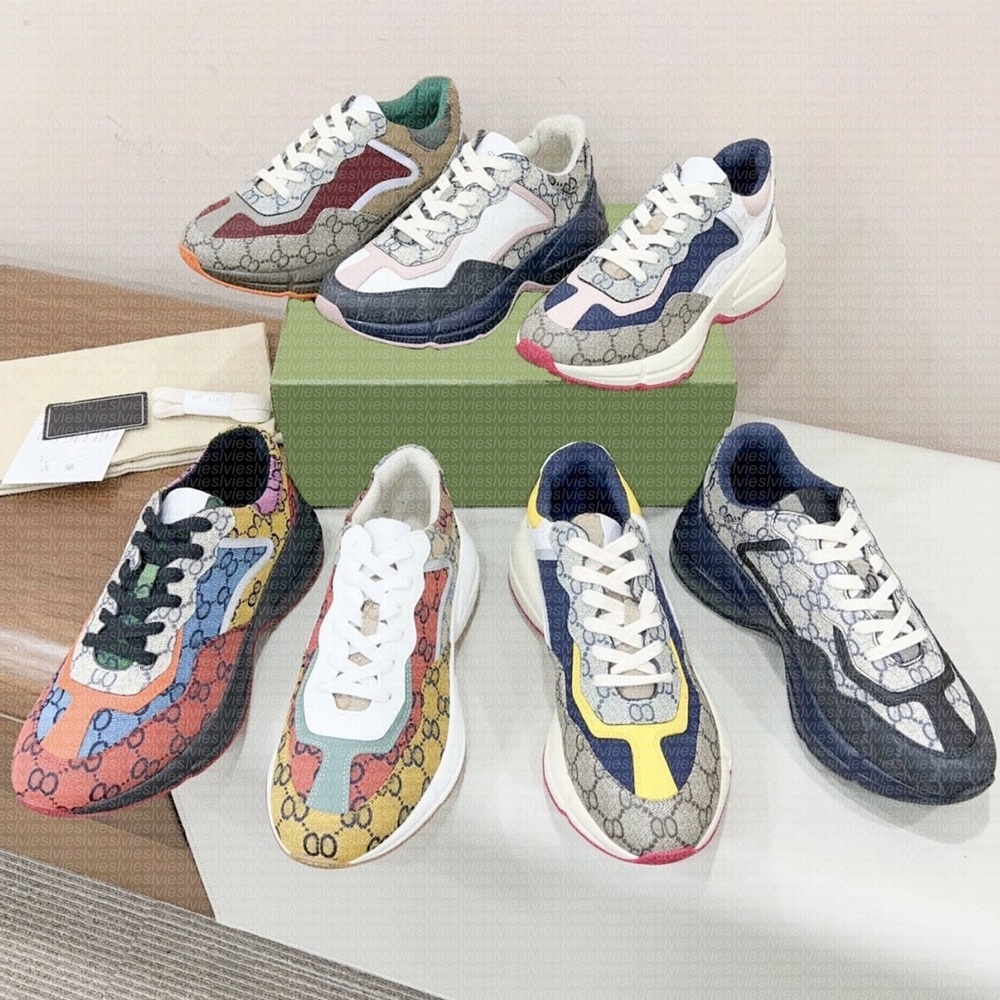 Sneakers Designer shoes Multicolor Rhyton Sneakers Beige Men Trainers Vintage Chaussures Sneakers Ladies casual leather Shoes Sneaker Casual shoes size 35-45