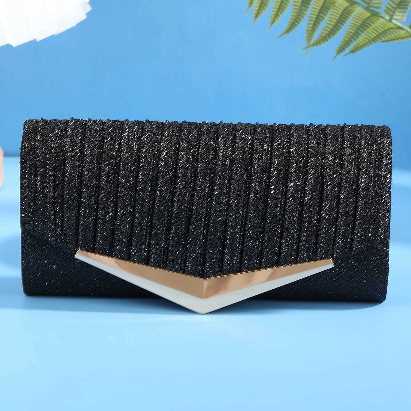 Womens Glitter Pleated Party Handbag Shiny Evening Clutch Bag for Daily Dress And Wedding Dress Occasions H251027
