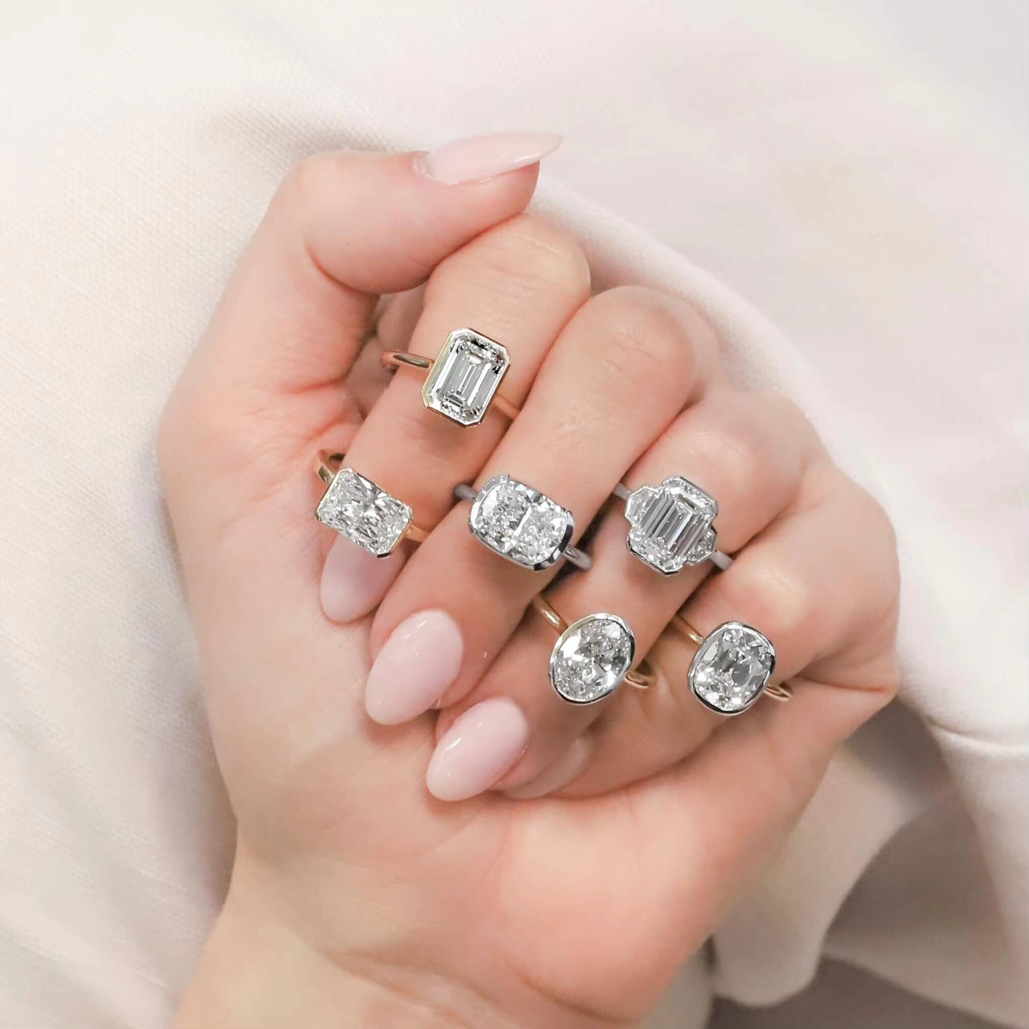 Fashion Women Jewelry Real 18k Moissanite Engagement Ring for Women Long Cushion Cut Solitaire Moissanite Diamond Promise Ring