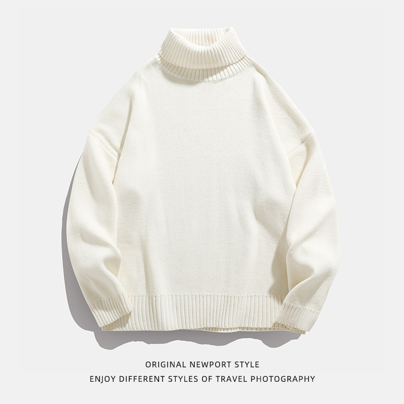 Hanlu Couple Solid Color Turtleneck Sweater Men And Designer Sweater Women Couple Autumn And Winter New Loose Lazy Style Knitted Sweater