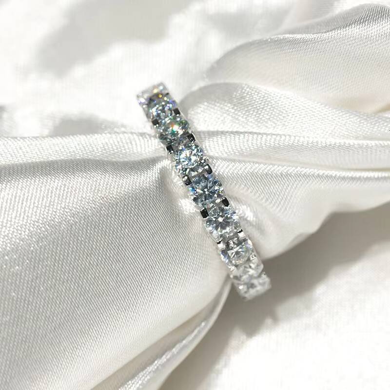 Popular 35mm VVS Moissanite 14K Solid Gold Moissanite Eternity Wedding Band Ring