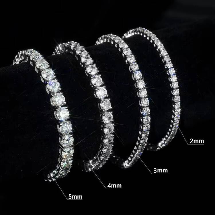 MOB for RINNTIN 925 Sterling Silver Moissanite Tennis Bracelet Rhodium Plated for Gift or Party
