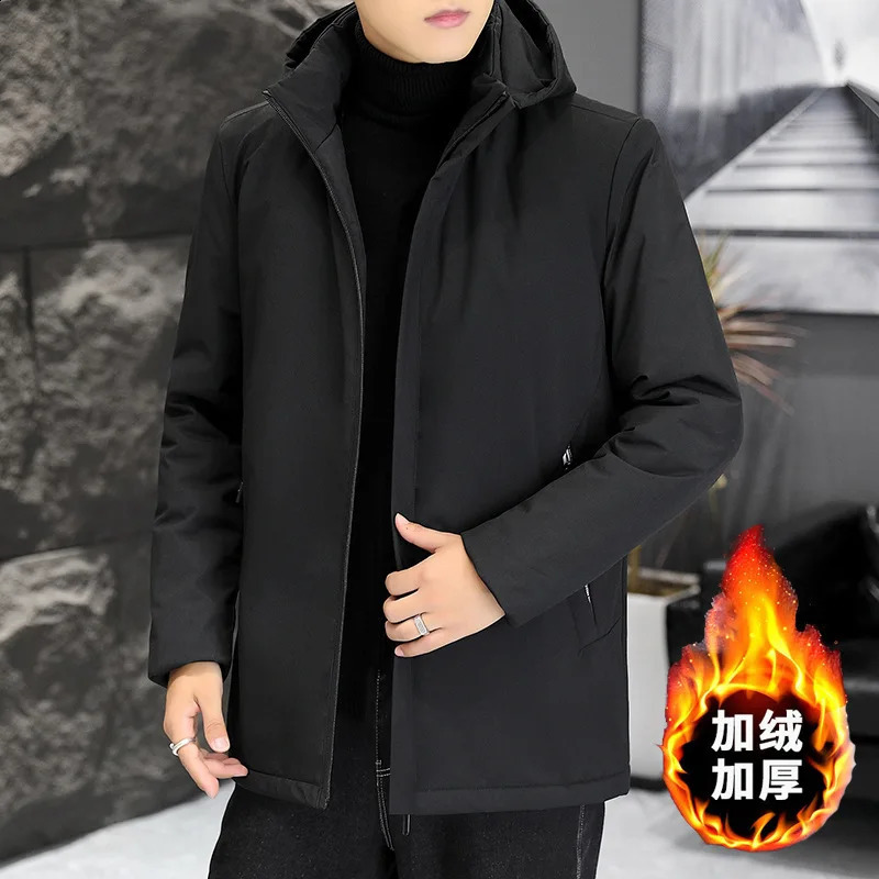 Plus Size Mens Winter Warm Jacket Fleece Parka Coat Black Hooded Windbreaker Outwear Fleec Long Parkas 8XL 251027