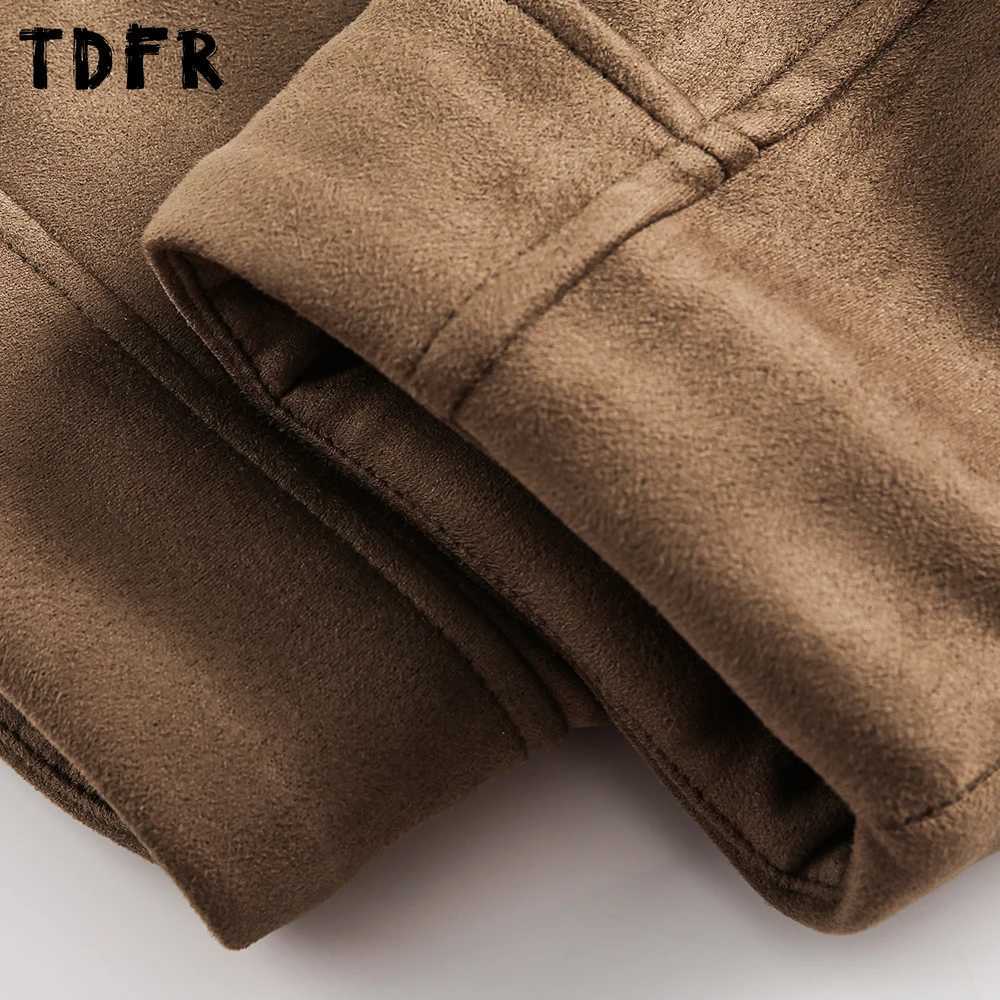 Retro Suede Quilted Jacket Mens Letter Winter Casual Loose Fur Collar Long Sleeve Outerwear Man Padded Jacket J251028