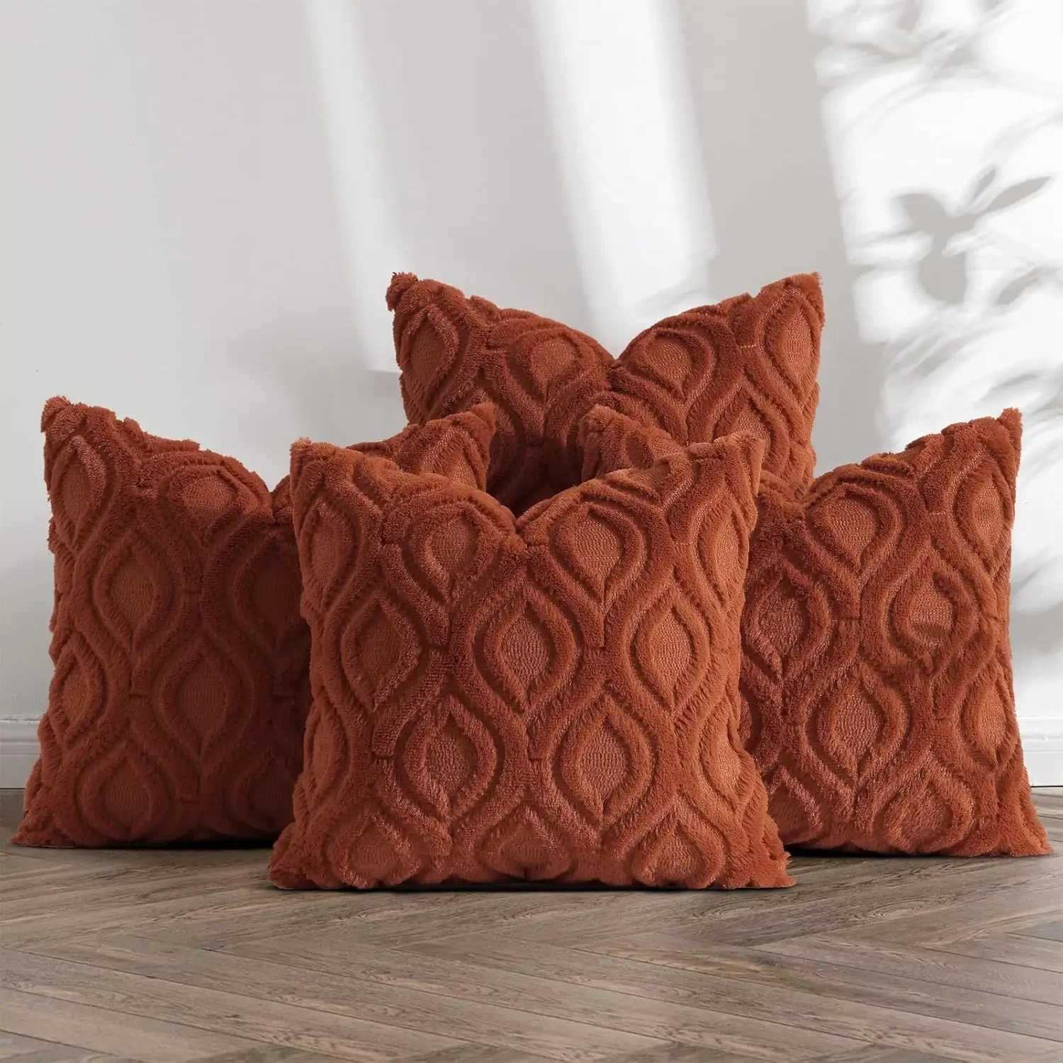 Pillow Case Neutral Red Christmas Throw Covers Decorative Soft Plush Faux Wool Couch Covers for Sofa Bed Living Room C251028