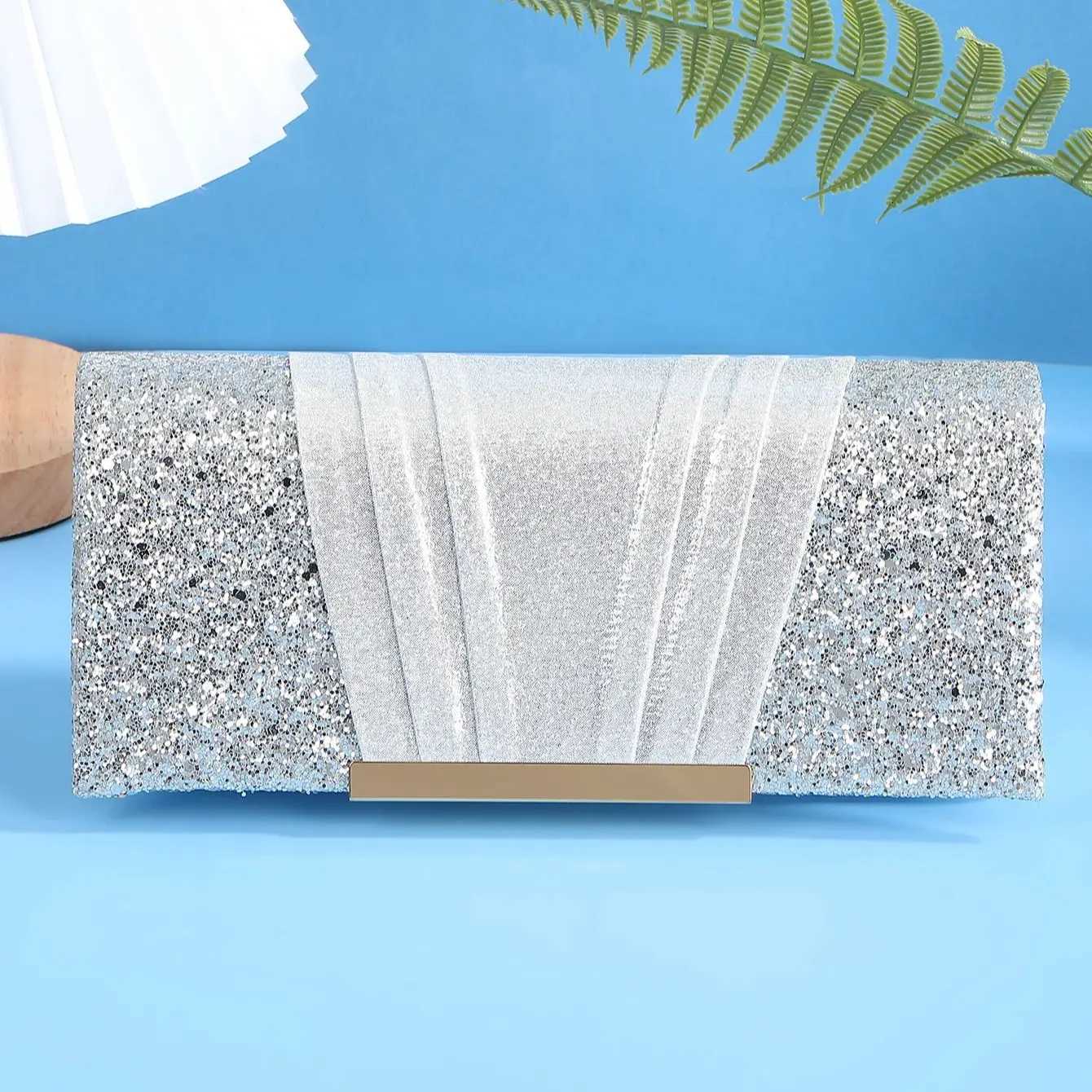 Ladies dinner bag shiny and highend clutch bag evening dress bag metal chain crossbody bag wedding banquet hand clutch bag H251027