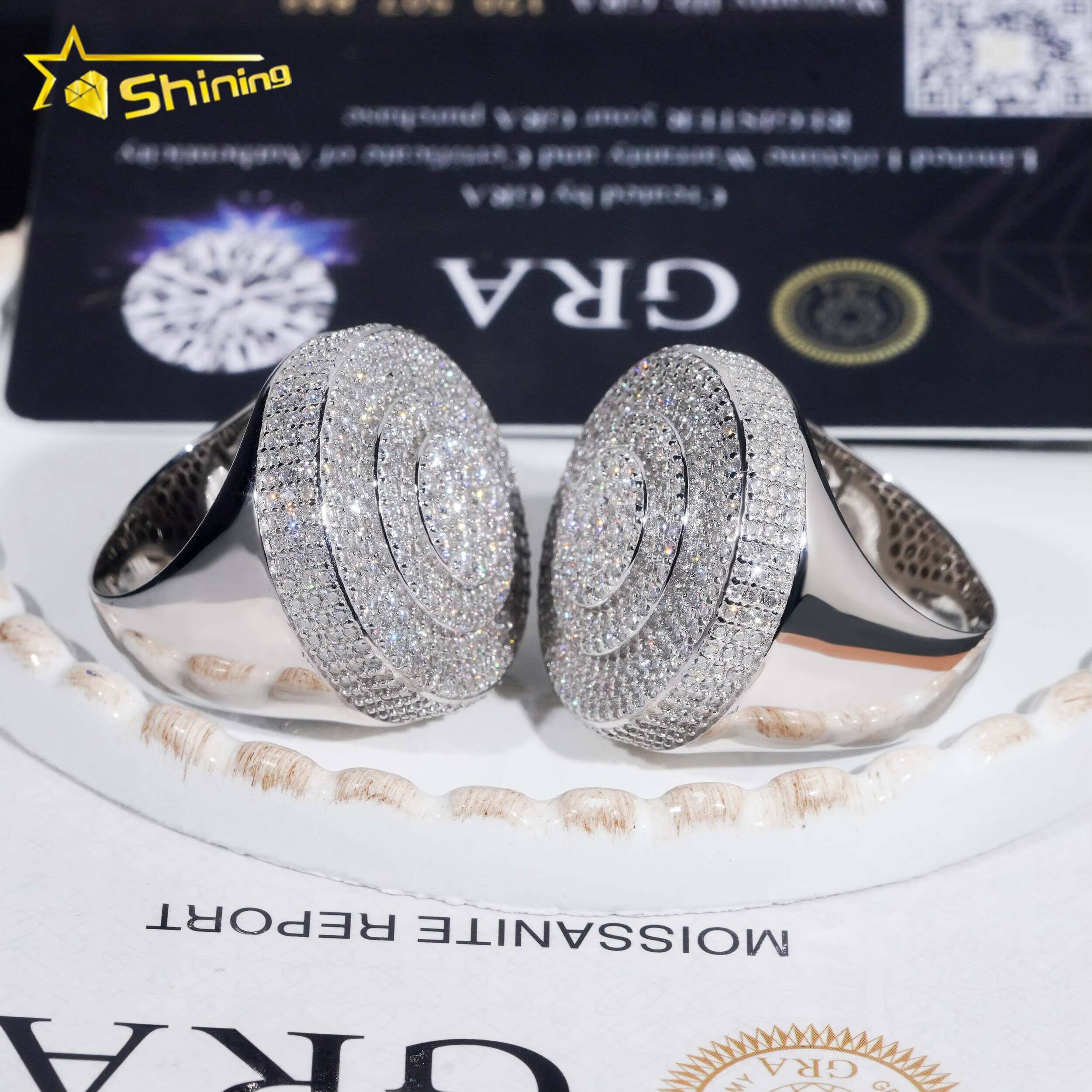 Wholesale Gold Plated Men Style Classic 925 Silver Ring Hip Hop Jewelry Style VVS Diamond Moissanite Mens Ring