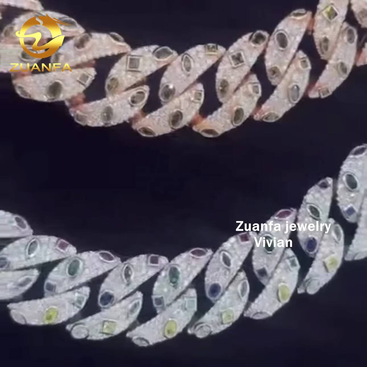 Sterling Silver 925 Moissanite Hip Hop Jewelry 18MM VVS Moissanite Diamond Cuban Link Moissanite Iced Out Necklace