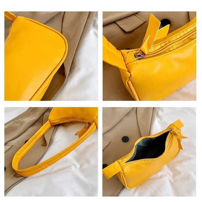 Fashion PU Leather Shoulder Bag Simple Candy Color Underarm Bag Handbag Large Capacity Tote Bag for Women GirlsW251028