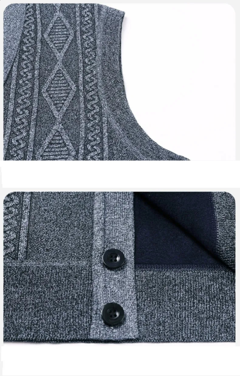 Mens Knitted Vest Sweater for Men Autumn Winter Warm Slim Fit Cardigan Waistcoat Coat with Pockets Outdoor Clothing 251016