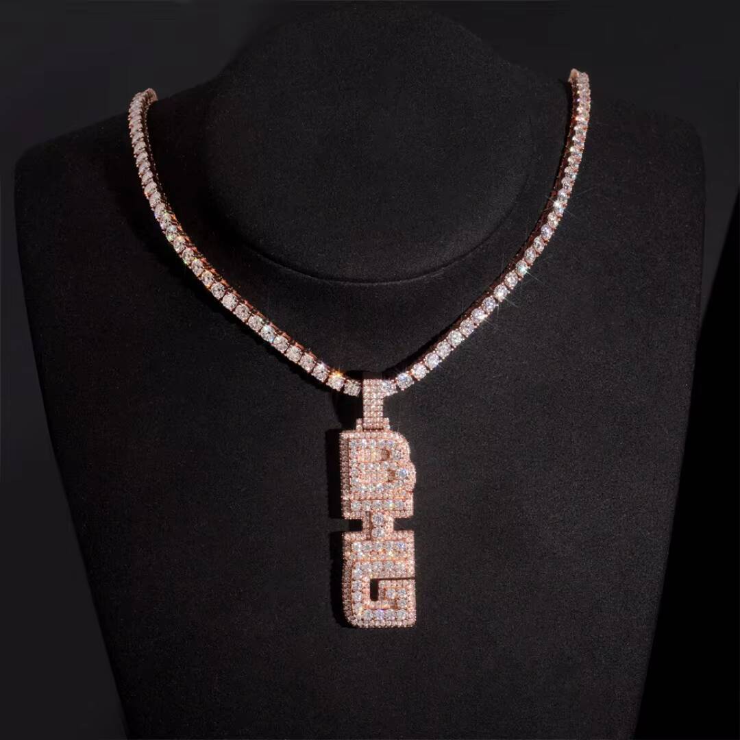 Customized Personal Rapper 3D Jewelry 925 Silver Charms Trendy Pendant Fully Iced Out Moissanite Letter Initial Hip Hop Pendant