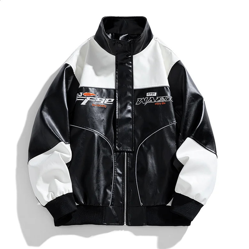 Turtleneck Baseball Jacket Leather Coat for Men Autumn Winter Biker Wear Trend American Pilot Quality Fabric Moto Coats 251015