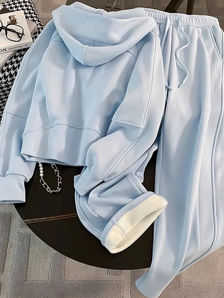 Women Running Sportswear Set Fleece Cardigan Hooded Sweatshirt Two Piece Set Tracksuit Gym Fitness Jogging Outdoor Training Sets 251027