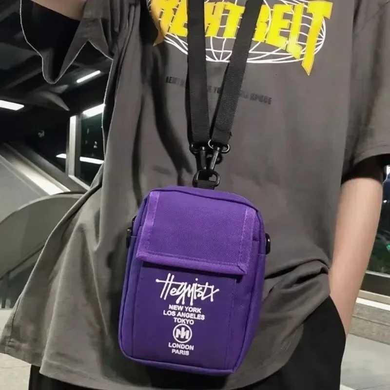 Casual Pocket Mobile Phone Messenger Bags Student Hip Hop Pouch Crossbody Bag Women Canvas Square Handbag Black PurseW251028