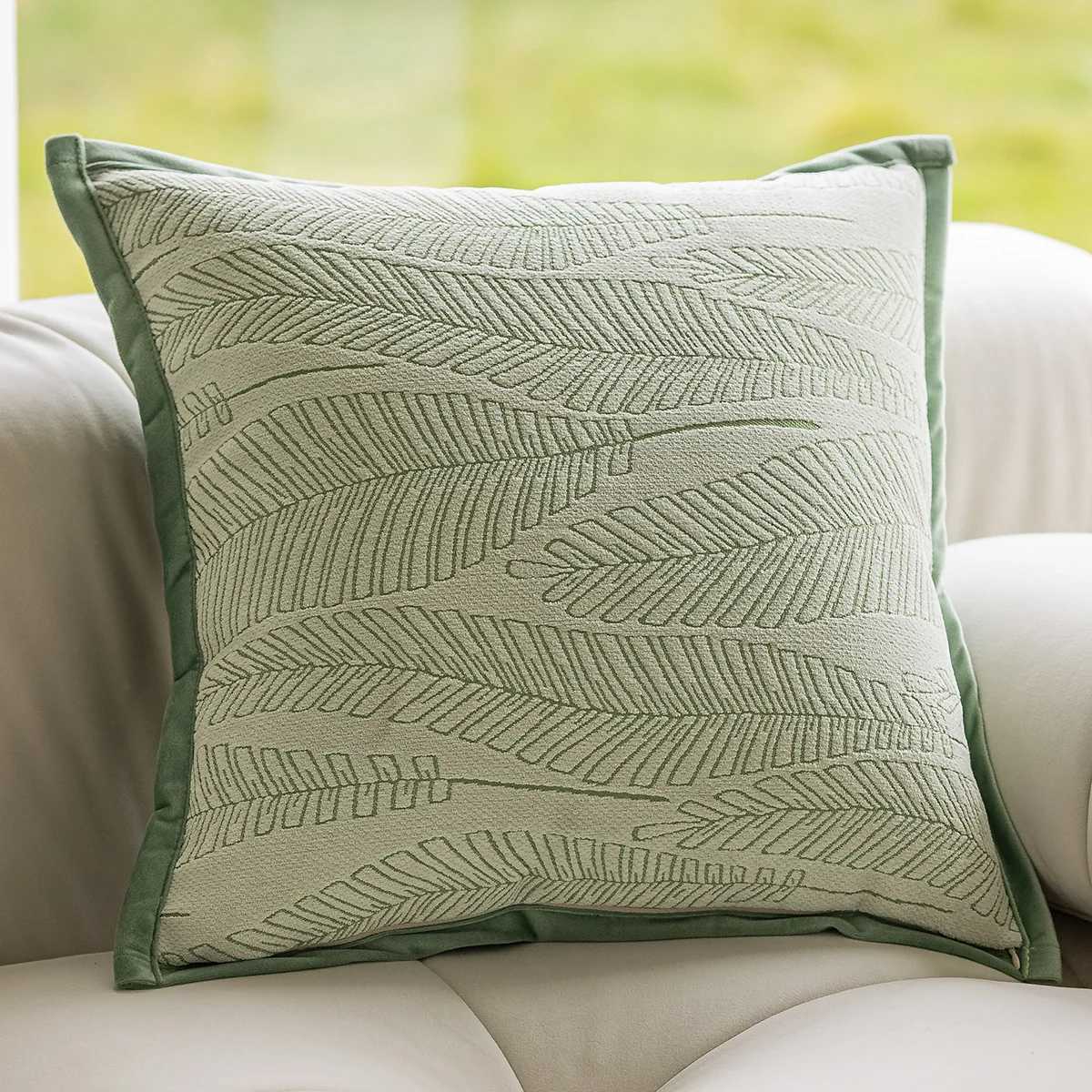 Pillow Case Light Luxury French Covers Decorative Green Plant Jacquard Cushion Cover Home Decor Living Room Decoration cases C251028