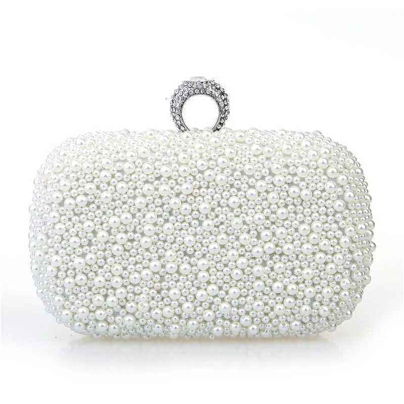 New imitation pearl ring dinner bag handstitched beaded evening bag Ladies fashion highgrade clutch bag Bridal evening bag H251027
