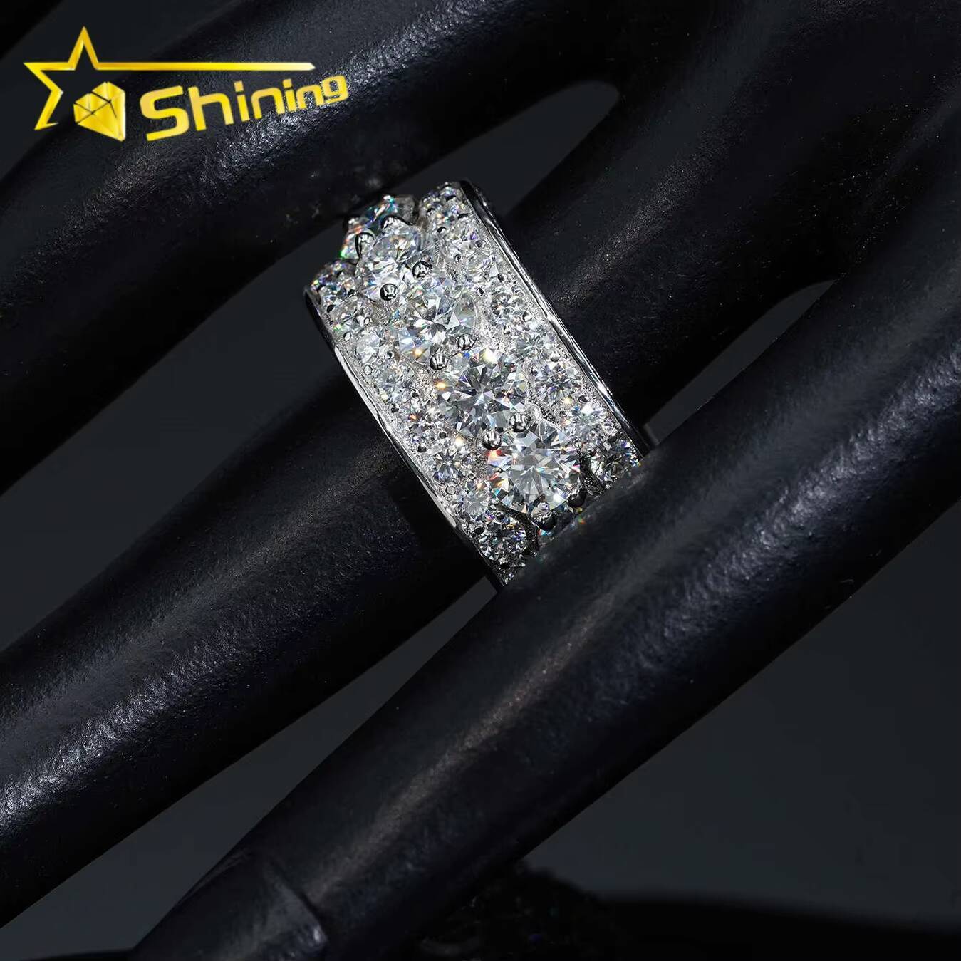 Hot Sale Iced Out Jewelry Fine Man Jewelry Engagement Rings 925 Silver Jewelry FL Moissanite Diamond Band Ring Man With GRA