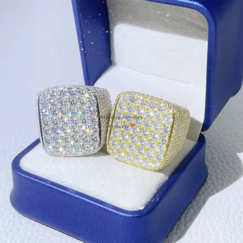 GRA Certificated Pass Diamond Tester Hip Hop Sterling Silver Moissanite Ring Men VVS
