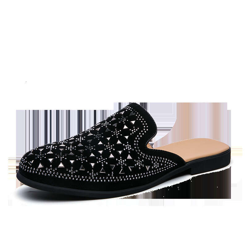 Free shipping Summer New Casual Trendy Breathable Half-Slip One-Strap Leather Size 38-46 No Heel Lazy Shoes for Men