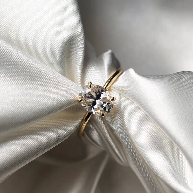 Fine Jewelry 2ct Oval Cut Diamond Moissanite 14K Solid Gold Women Engagement Wedding Moissanite Ring