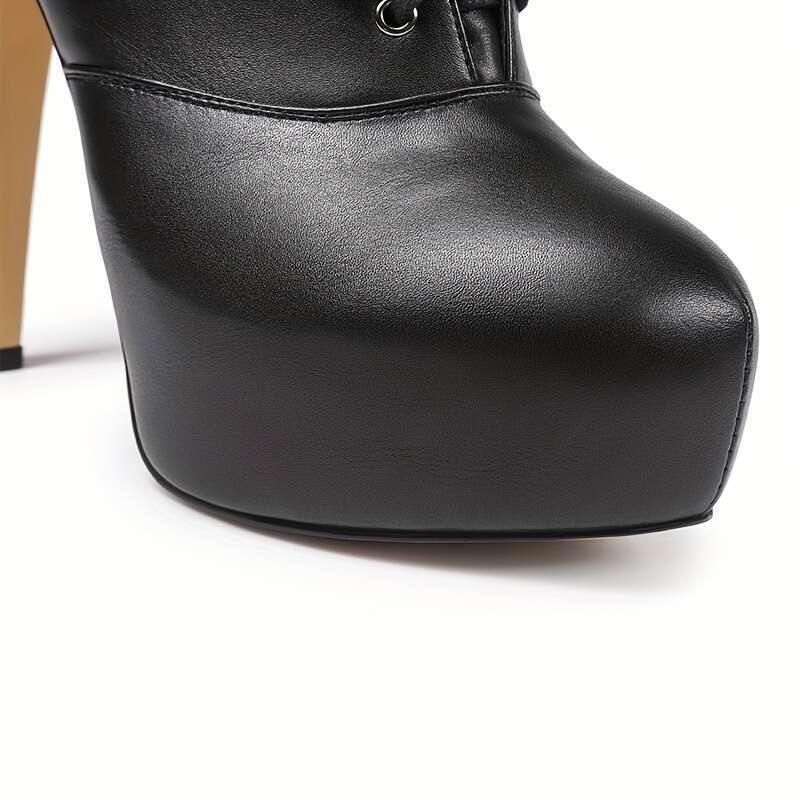 Women's Fashion Stiletto Booties, Round Toe Zipper Closure, Solid Color, Man-Made Upper/Inner/Fabric, Rubber Sole, Ultrahigh Heel, Punk Style Wit